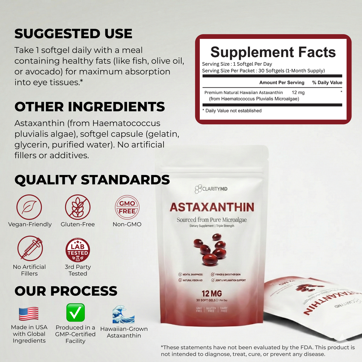 ClarityMD Astaxanthin – Combate Naturalmente el Estrés Oxidativo para Restaurar el Equilibrio por Dentro y por Fuera